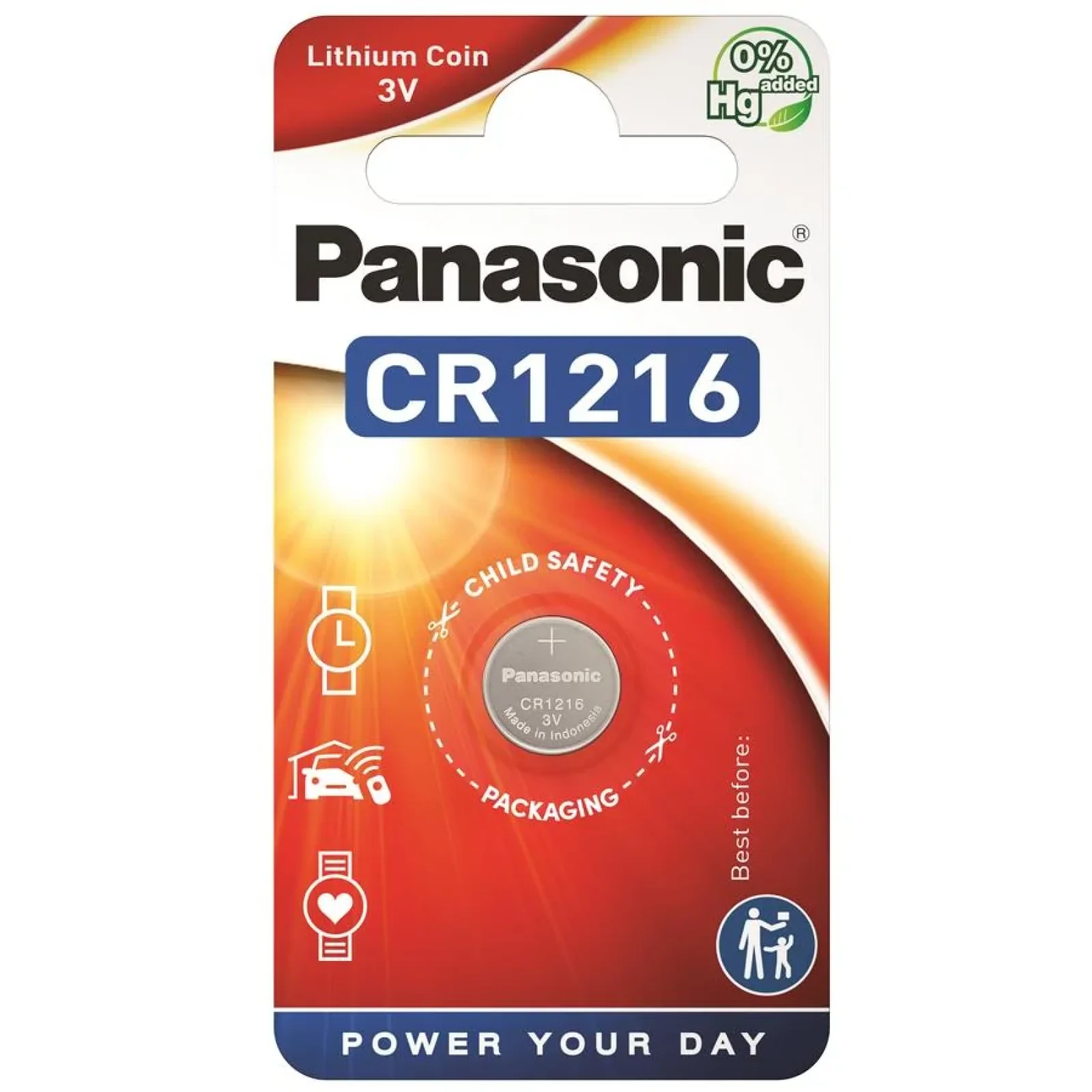 Батарейка Panasonic літієва CR1216 блістер, 1 шт., CR-1216EL/1B UA